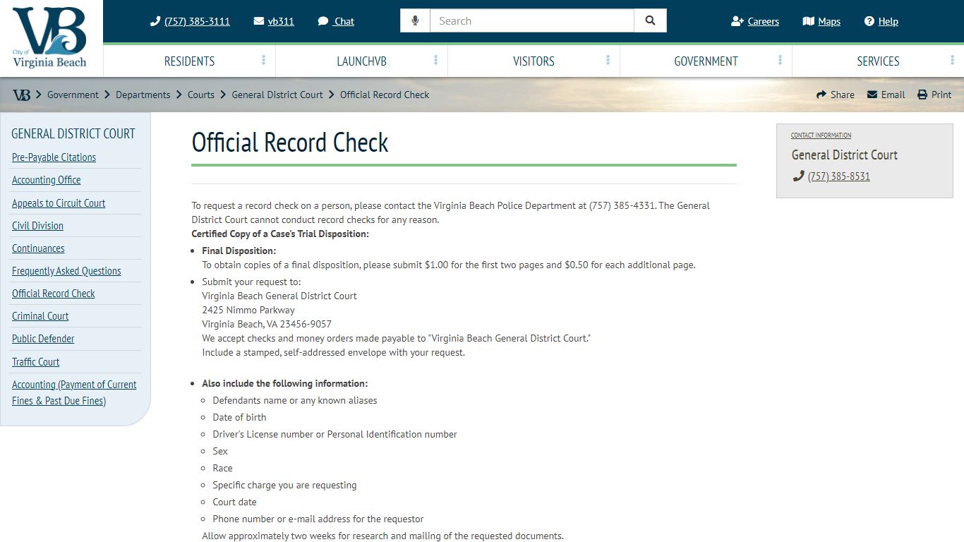Official Record Check :: VBgov.com - City of Virginia Beach