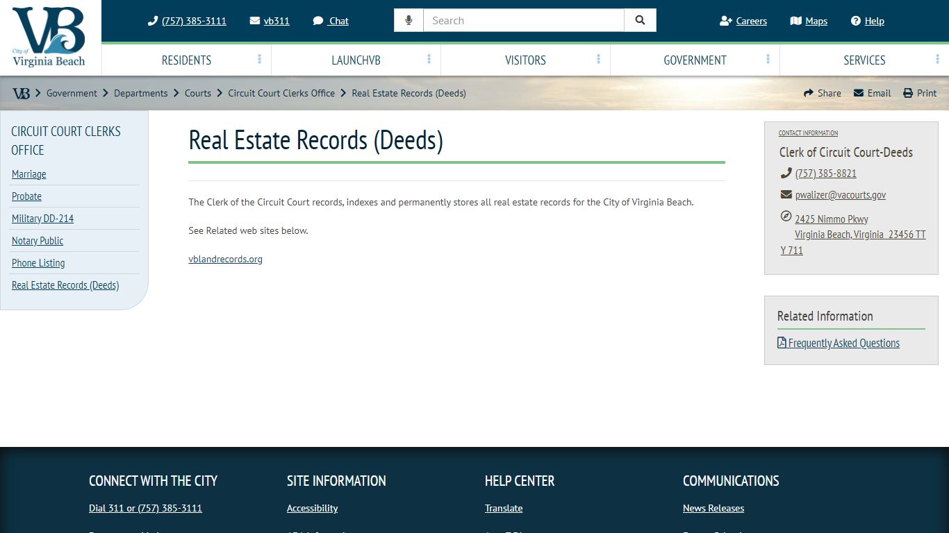 Real Estate Records (Deeds) :: VBgov.com - City of Virginia Beach